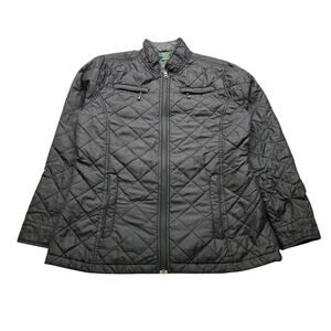 Woolrich Jacket Womens Large Full Zip Polyester Pocket Black Diamond Quilted